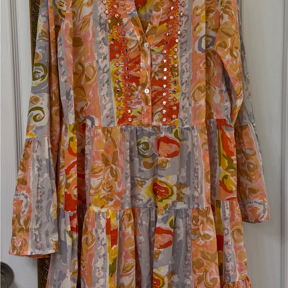 Orange and Yellow Long Sleeve Bell Sundress